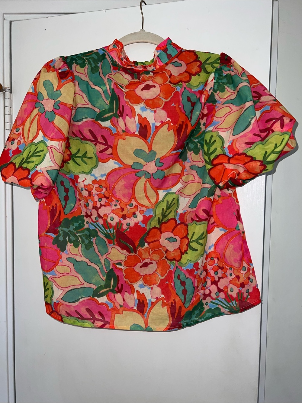 THML Pink Green Floral Print Blouse - Picture 2 of 3